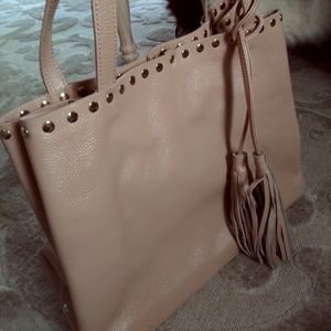 Beige Cream Laggo Leather Boho Bag Tote